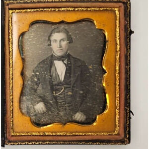 1/6th Plate Daguerreotype Of A Young Man In Half A Union Case With Cover
